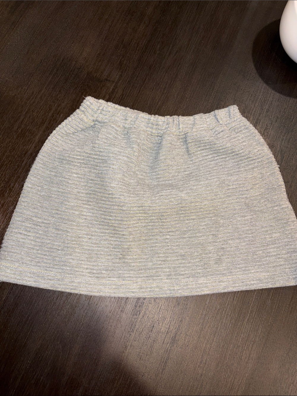 Girls Light Gray Ribbed Knit Skirt with Elastic Waist